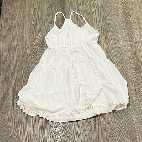 Sequin Hearts Tiered A-Line Mini Dress V-Neck Racerback Lined White Size Medium - Picture 6 of 8